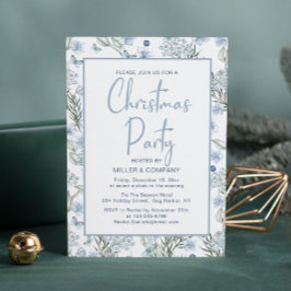 Blauwe vlinderbloemigen voor kerstfeestdagen kaart