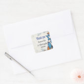 Blauwe  vlinderbruiloft bedankt vierkante sticker (Envelop)
