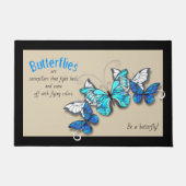 Blauwe vlinderdoormat deurmat (Voorkant)