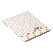 Blauwe vlindergelijnde Oranje pooldots Notitieblok (Schuin)