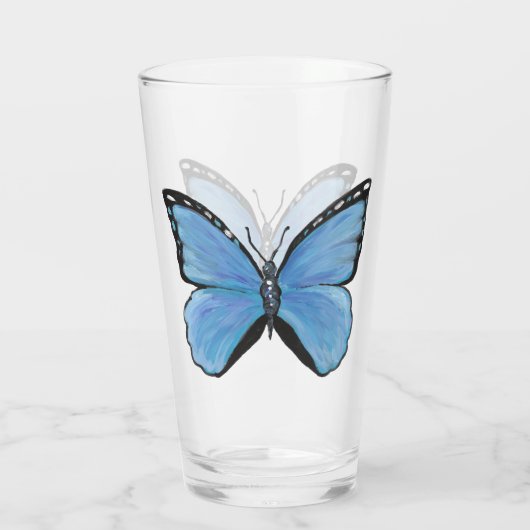 Blauwe vlinderglas glas (Achterkant)