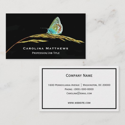 Blauwe vlindergras visitekaartje (Voorkant / Achterkant)