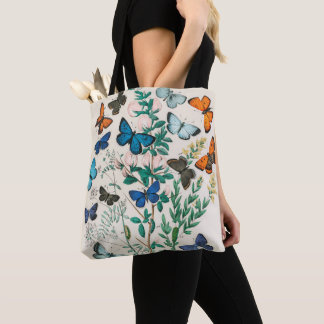  blauwe vlinderillustratie Canvas tas