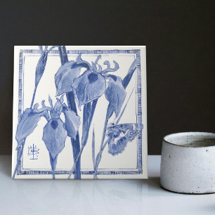 Blauwe Vlinderlelie Muurdecoratie Art Nouveau Leli Tegeltje