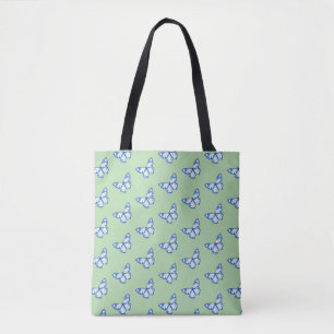 Blauwe Vlinderpatroon Boodschappentas Tote Bag