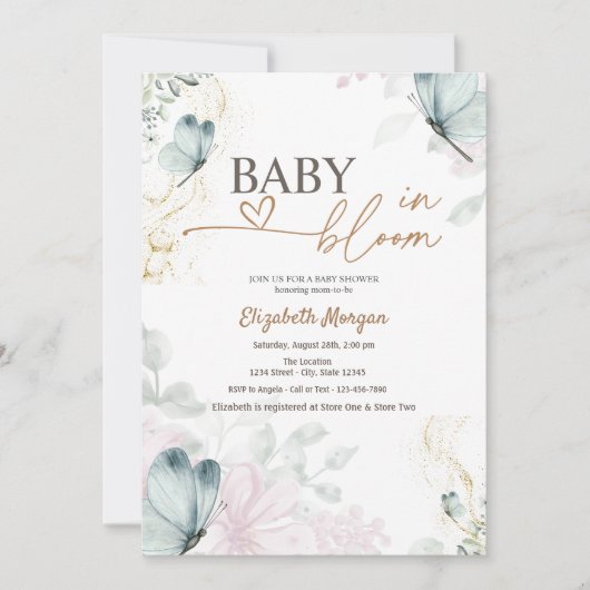 Blauwe vlinders Baby in bloei Kaart (Voorkant)