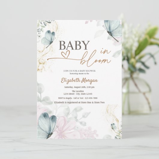 Blauwe vlinders Baby in bloei Kaart (Staand voorkant)