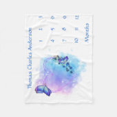 Blauwe Vlinders Baby Mijlpalen Groei Tracker   Fleece Deken (Voorkant)
