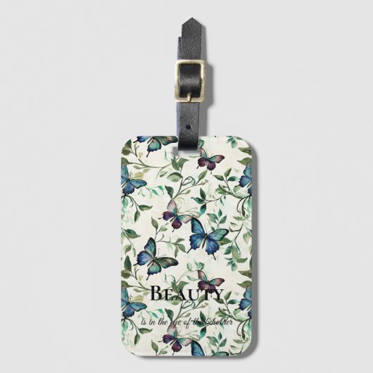  Blauwe Vlinders Beauty Quote Bagagelabel (Voorkant (verticaal))