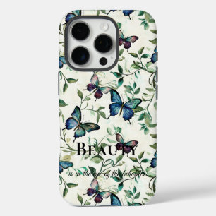 Blauwe Vlinders Beauty Quote iPhone 16 Pro Hoesje