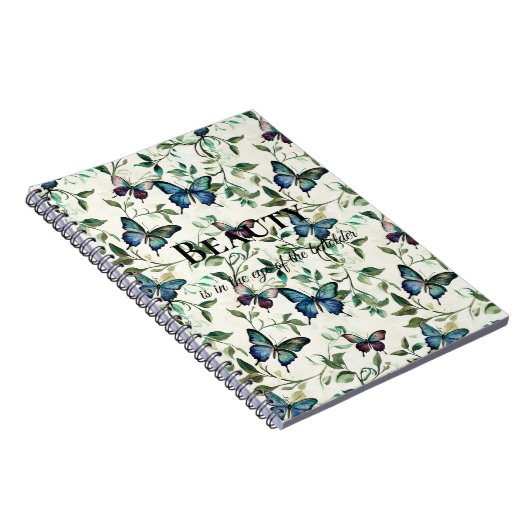  Blauwe Vlinders Beauty Quote Notitieboek (Rechterzijde)