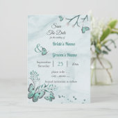 blauwe vlinders blauw bloem behalve datum kaart (Staand voorkant)