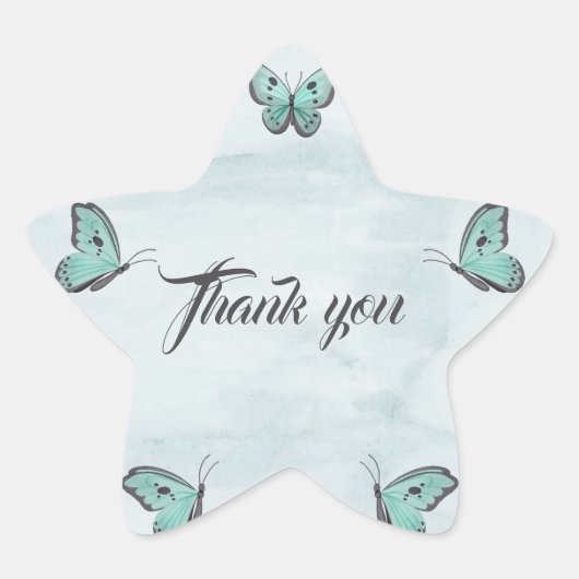 Blauwe vlinders bloemendank u ster sticker (Voorkant)