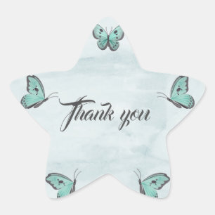 Blauwe vlinders bloemendank u ster sticker