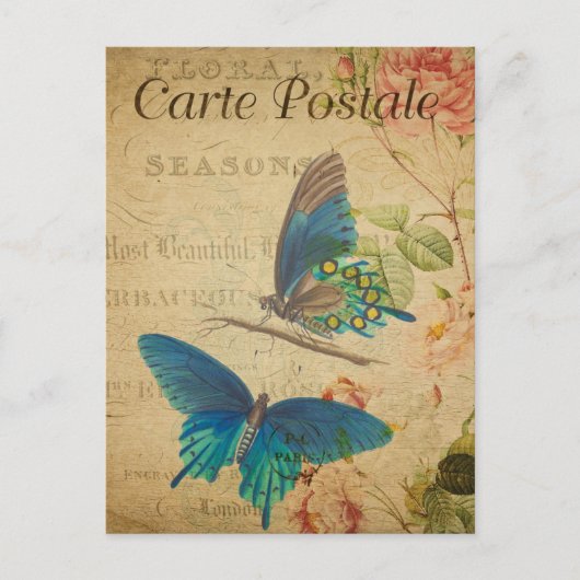   blauwe vlinders briefkaart (Voorkant)