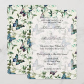 Blauwe Vlinders bruiloft Kaart (Voorkant / Achterkant)