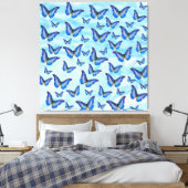 Blauwe Vlinders Canvas Print (Insitu (Slaapkamer))
