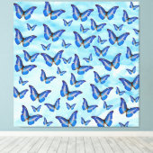Blauwe Vlinders Canvas Print (Insitu (Houten vloer))
