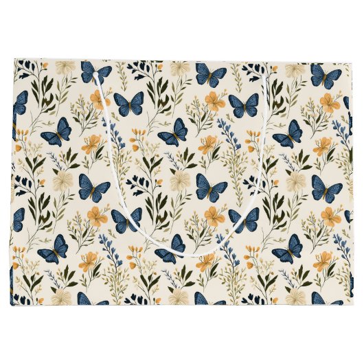 Blauwe vlinders en groen groot cadeauzakje (Achterkant)