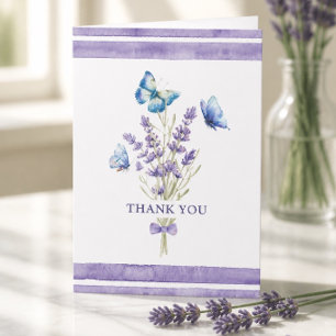 Blauwe Vlinders en Lavendel Bedankkaart