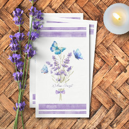Blauwe vlinders en lavendepapier servet