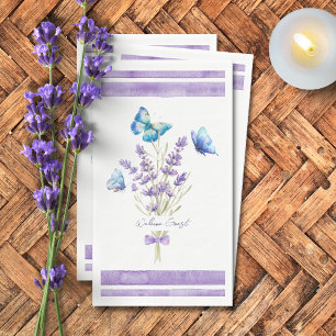 Blauwe vlinders en lavendepapier servet