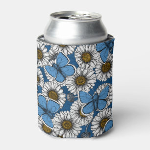 Blauwe vlinders en melkbloemen blikjeskoeler