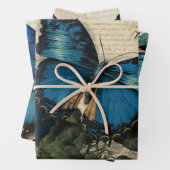  blauwe vlinders en ontkoppeling van Rozen Inpakpapier Vel (In situ)