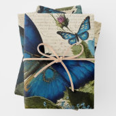 blauwe vlinders en ontkoppeling van Rozen Inpakpapier Vel (In situ)