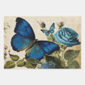 blauwe vlinders en ontkoppeling van Rozen Inpakpapier Vel (Voorkant)