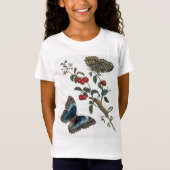 Blauwe vlinders en rode vruchten t-shirt (Voorkant)