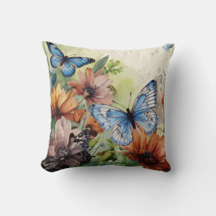 Blauwe vlinders en wilde bloemen kussen