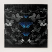Blauwe vlinders en zwarte en witte vlinders legpuzzel (Verticaal)