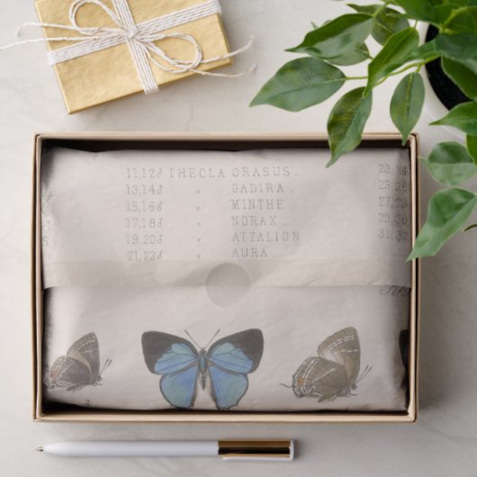 Blauwe Vlinders Ephemera Decoupage Blauwgroen Tissuepapier (Geschenk)