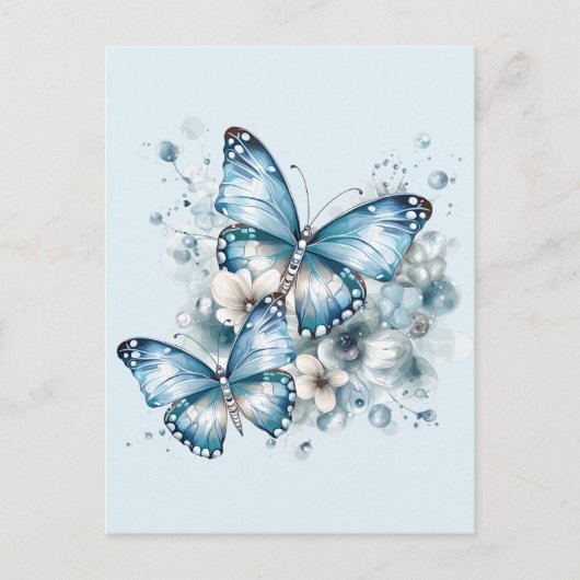 Blauwe Vlinders Feestdagenkaart (Voorkant)