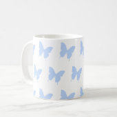 Blauwe Vlinders Herhaling Geschenk Witte Mok (Voorkant links)