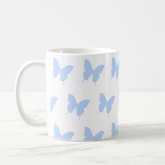 Blauwe Vlinders Herhaling Geschenk Witte Mok (Links)