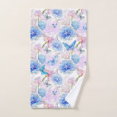 Blauwe vlinders in de tuin bad handdoek (Handdoek)