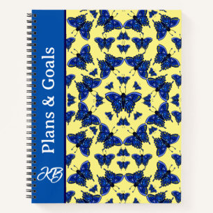 Blauwe Vlinders In Leuk Speels Patroon Op Dagboek Notitieboek
