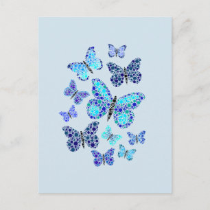 Blauwe Vlinders In Stippen Briefkaart