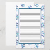 Blauwe Vlinders In Stippen Briefpapier (Voorkant / Achterkant)