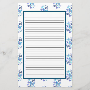 Blauwe Vlinders In Stippen Briefpapier