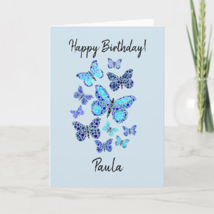 Blauwe Vlinders In Stippen Kaart