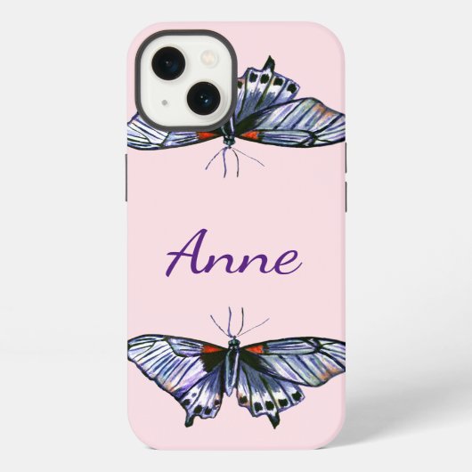 Blauwe vlinders iPhone hoesje (Achterkant)