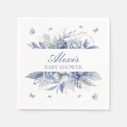  Blauwe Vlinders Jongen Baby shower Servet (Voorkant)