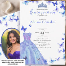 Blauwe Vlinders Jurk Tiara Foto Quinceanera