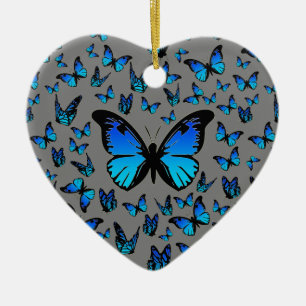 blauwe vlinders keramisch ornament