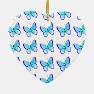 blauwe vlinders keramisch ornament