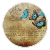 blauwe vlinders keramische knop (Voorkant)