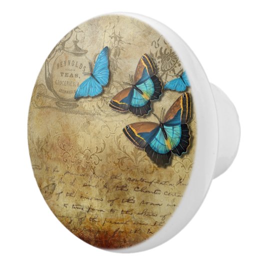  blauwe vlinders keramische knop (Rechts)